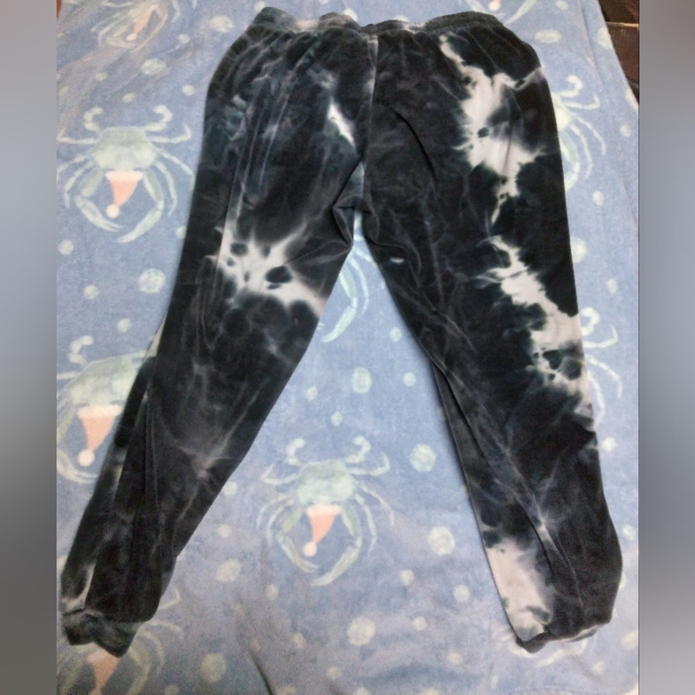 Black blue and white tie dye sweats pants